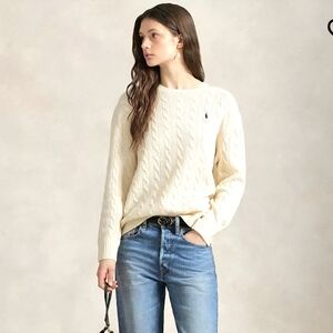 Polo Ralph Lauren Womens Cable Wool Cashmere Crew Neck Sweater Size XL NWT $228